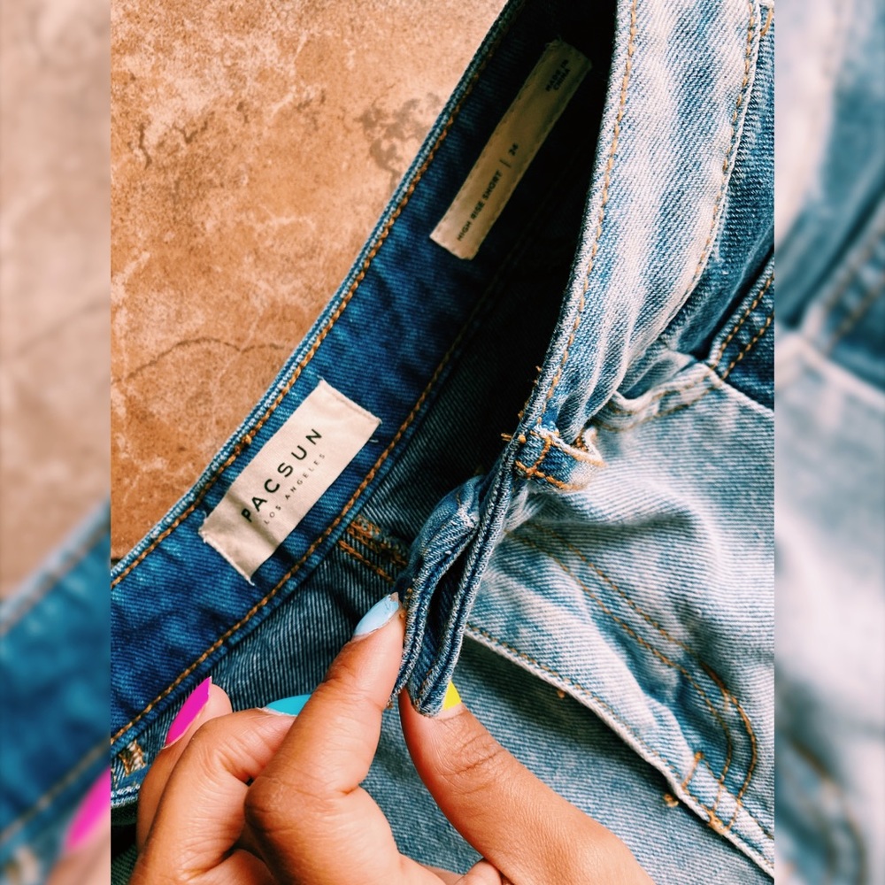 PacSun 3 Piece Blue Denim Highrise Icon Shorts - Picture 7 of 7